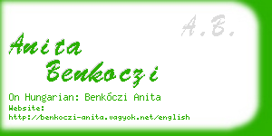 anita benkoczi business card